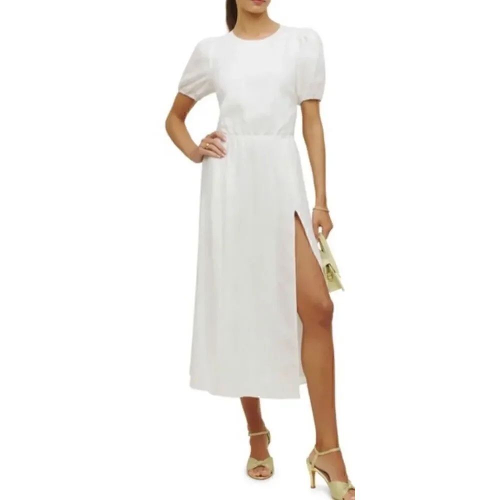 Reformation Anneliese Linen Midi Dress in 100% Linen NWT Size 4